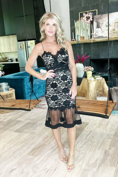 Black Lace Midi Dress