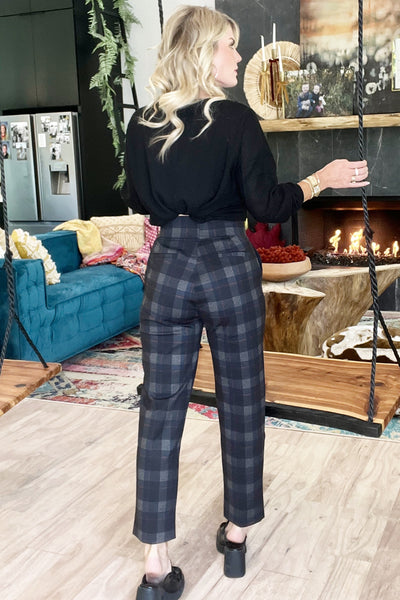 Navy Plaid Pants