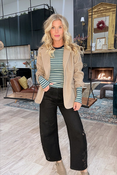 Taupe Single Button Front Blazer Jacket