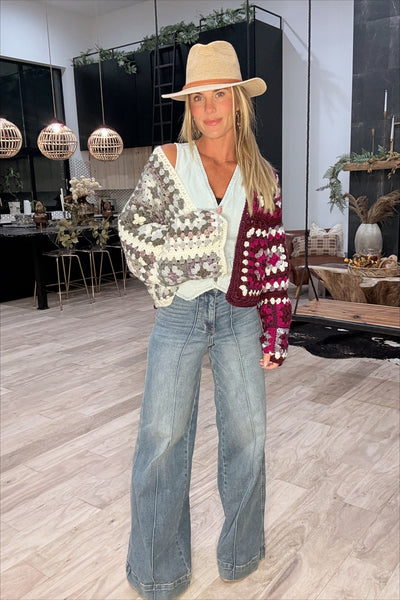 Handmade Crochet Two-Tone Cardigan