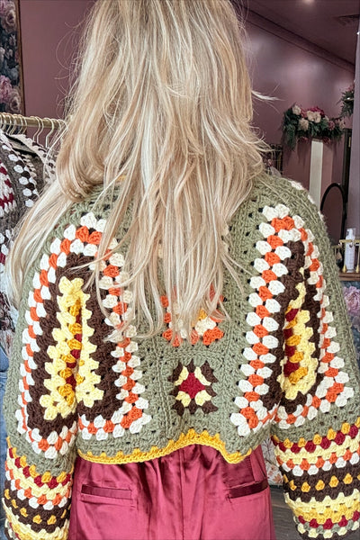 Handmade Crochet Fall Colorful Cardigan