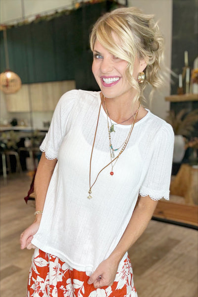 Ivory Lace Sleeve Top