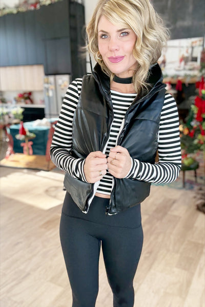 Black And Ivory Striped Boat Sleeve Top