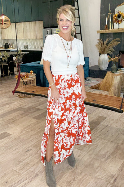 Rust Floral Skirt