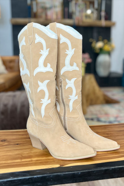 Taupe & Ivory Western Boots