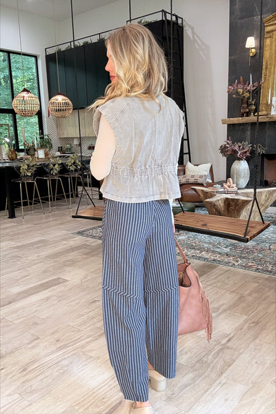 Gray Structured Denim Vest