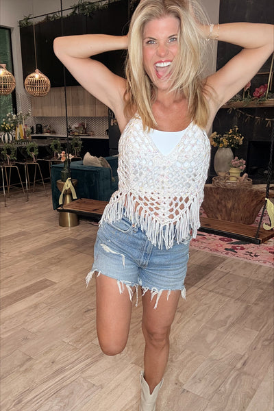 Cotton Candy Spec Halter Crochet Top