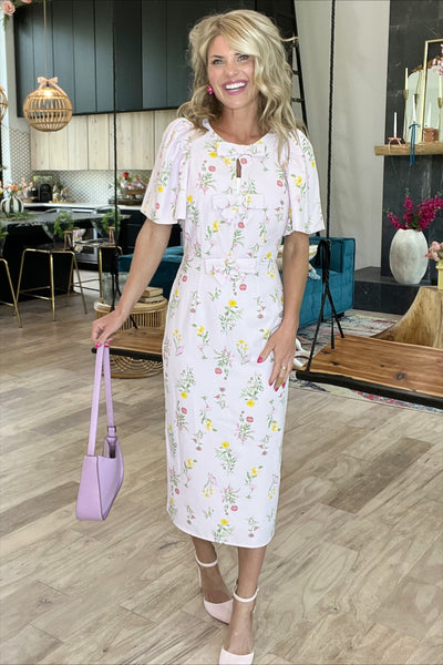 Lilac Floral Midi Dress