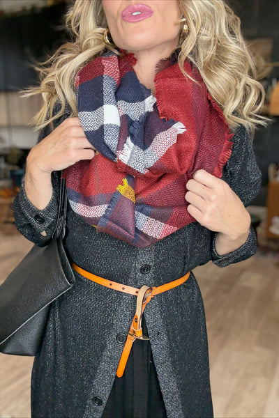 Plaid Fringe Infinity Scarf