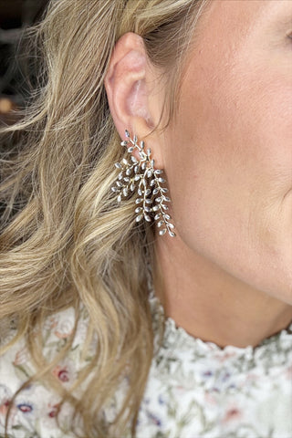 Rhinestone Leaf Earrings