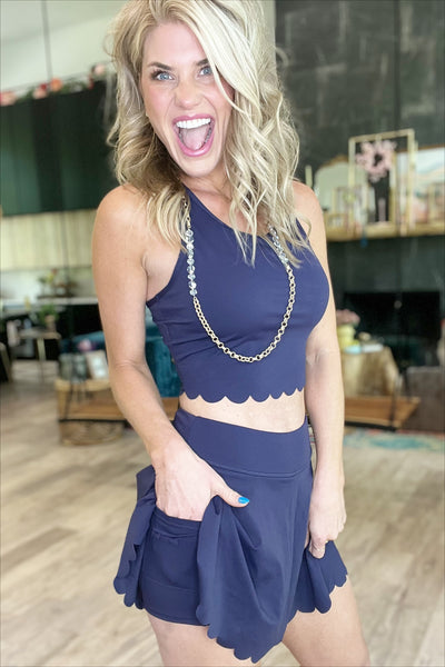 Navy Scallop Skort Set (Skort Only)
