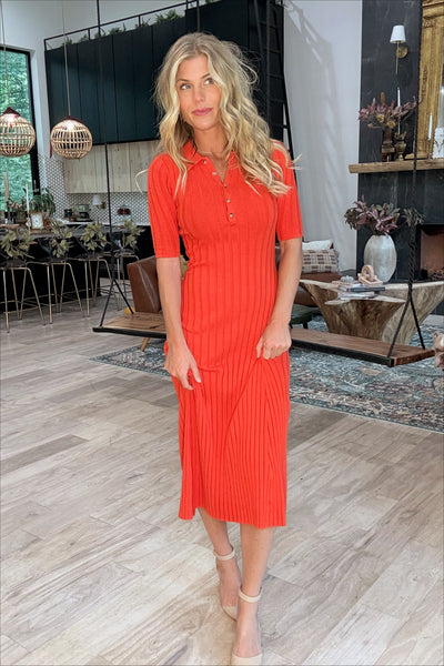 Vintage Loft Ribbed Knit Midi Dress