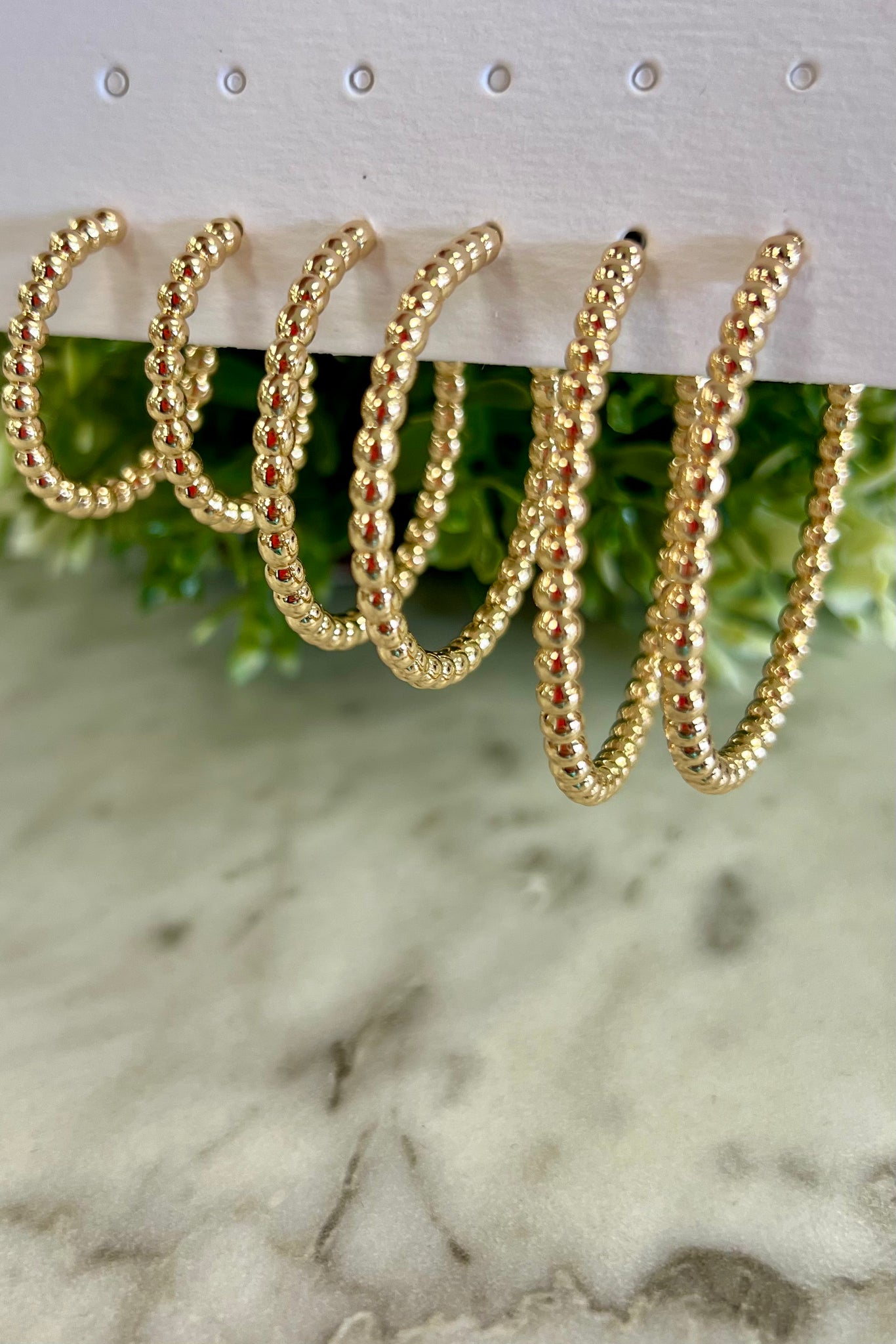 Gold Ball Hoop Earrings