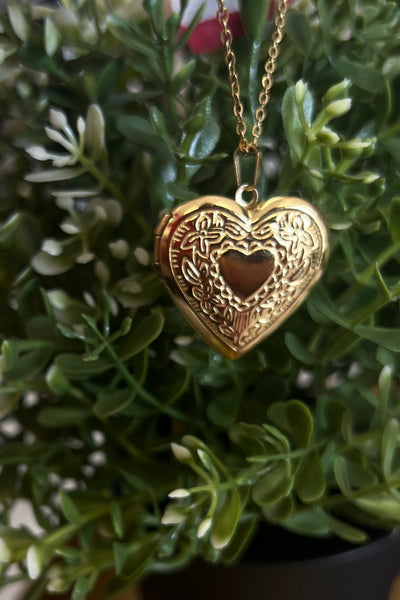 Gold Heart Locket Necklace