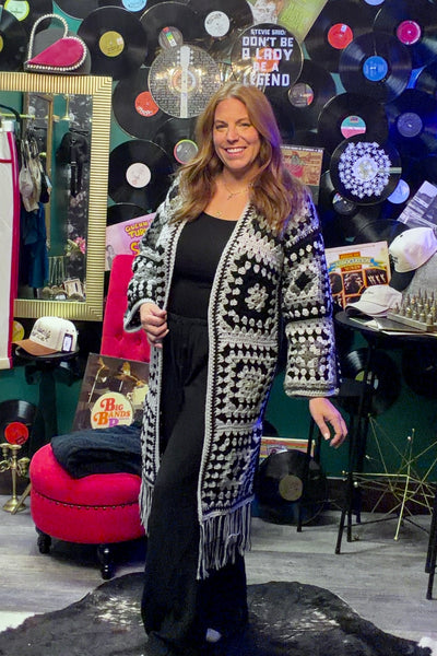 Handmade Crochet Long Fringe Cardigan