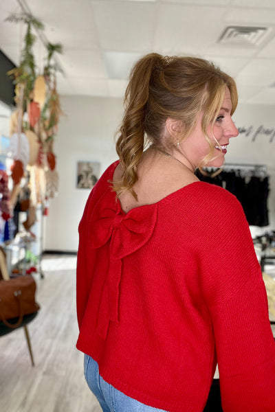 Red Bow Back Sweater