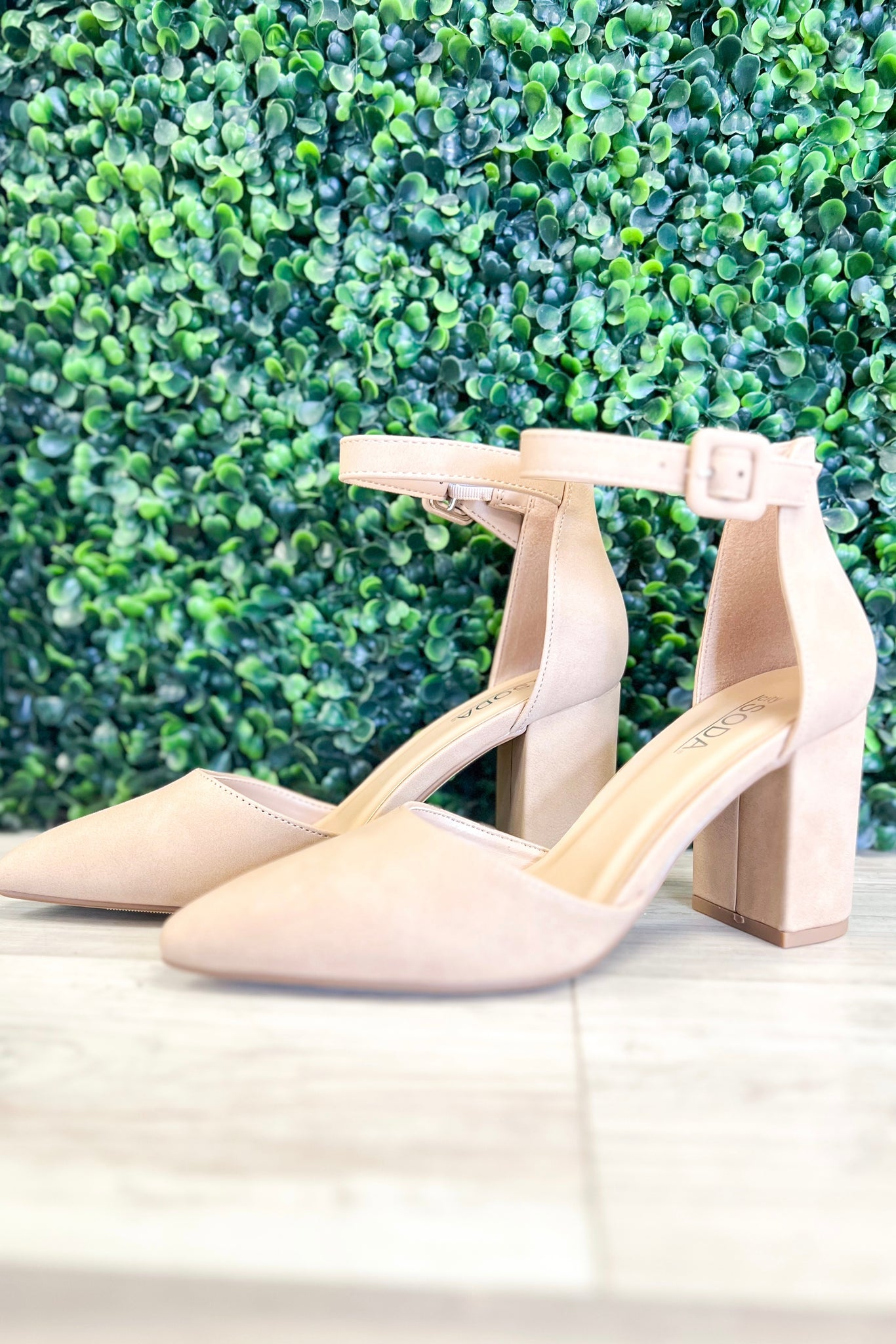 Nude Ankle Strap Pump