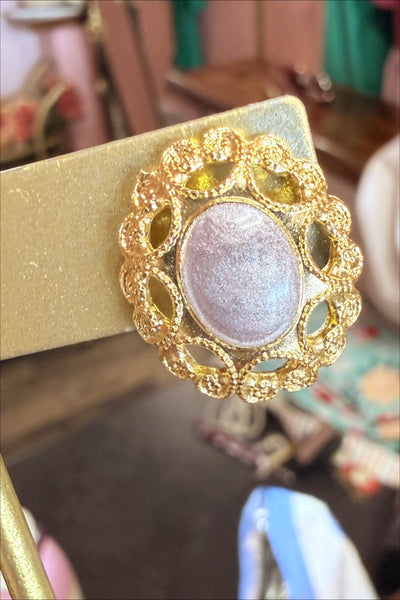 Vintage Lavender Gold Earrings