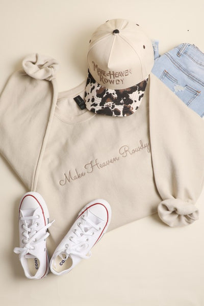 Taupe Make Heaven Rowdy Embroidered Sweatshirt
